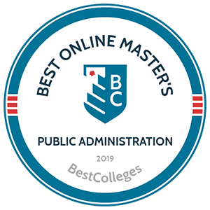 BestColleges.com Ranked best online master's of public administration 2019 badge