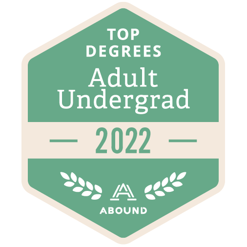 Ranked top degrees around by Adult Undergrad 2022 badge